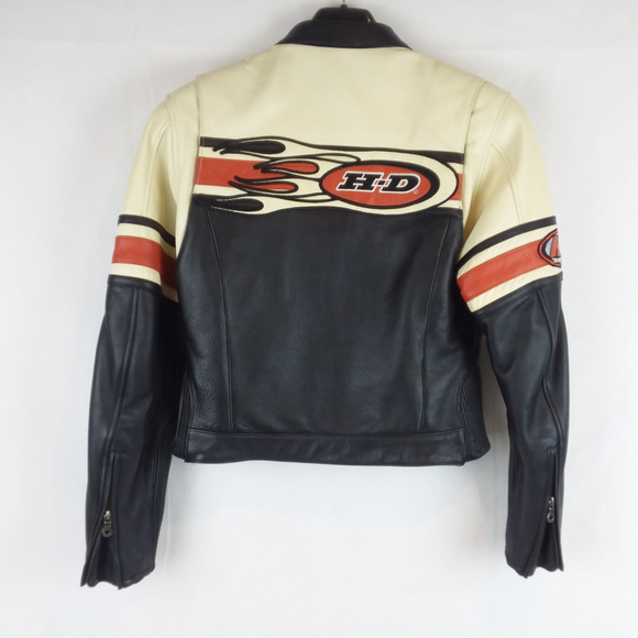 Harley-Davidson Jackets & Blazers - Harley Davidson Leather Jacket Creme Orange Stripe